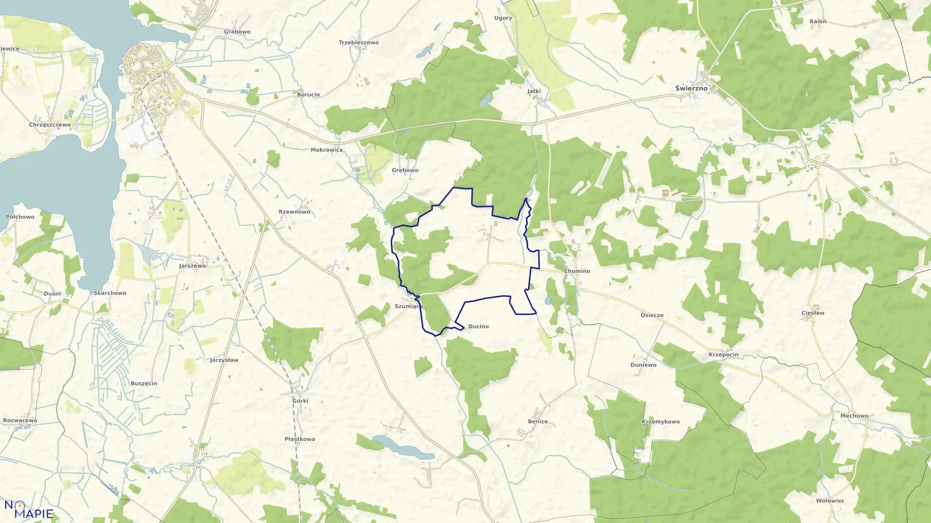 Mapa obrębu Margowo w gminie Świerzno