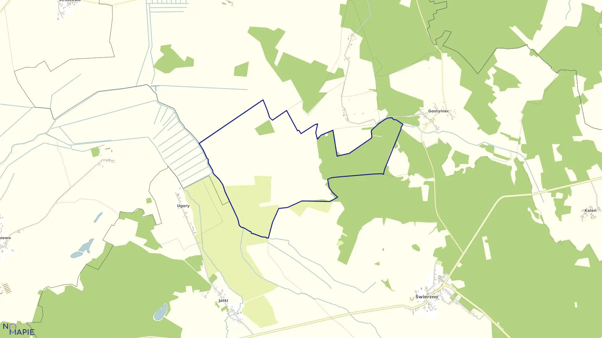 Mapa obrębu Mokradła w gminie Świerzno